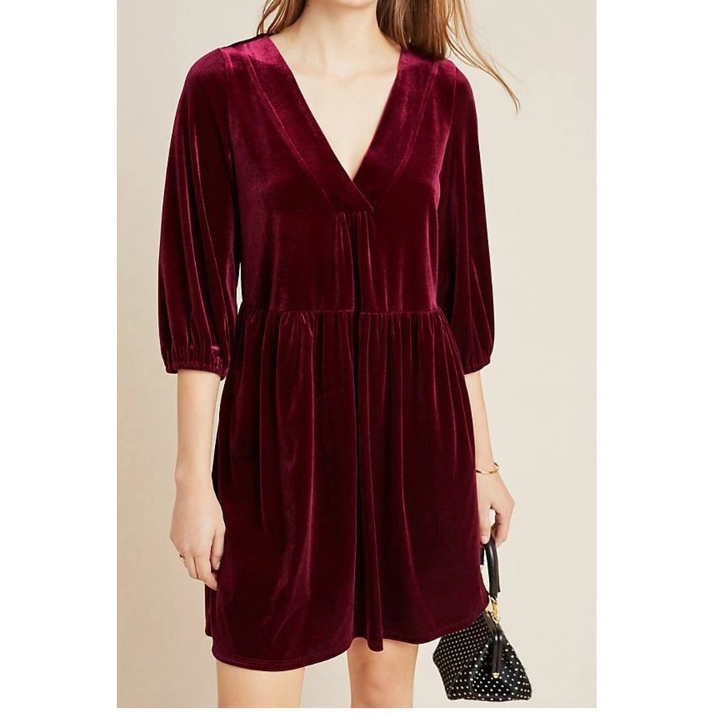 Amadi Greta Women Velvet Holiday Romantic Puff Sleeve Dress XS Whimsigoth Y2K‎